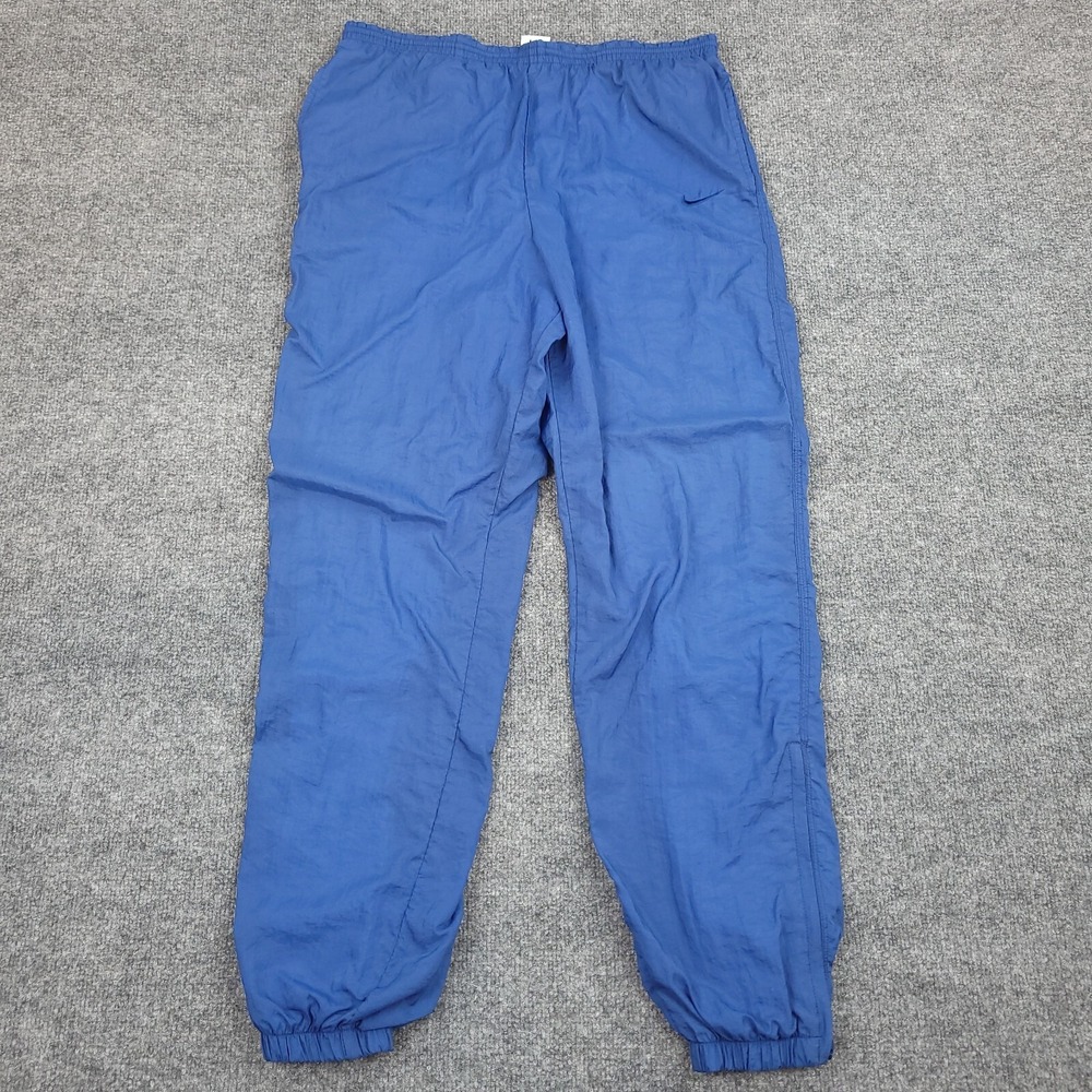VINTAGE Nike Pants Womens Medium‎ Blue Jersey Lined Zip Cuff Track Grunge 90s